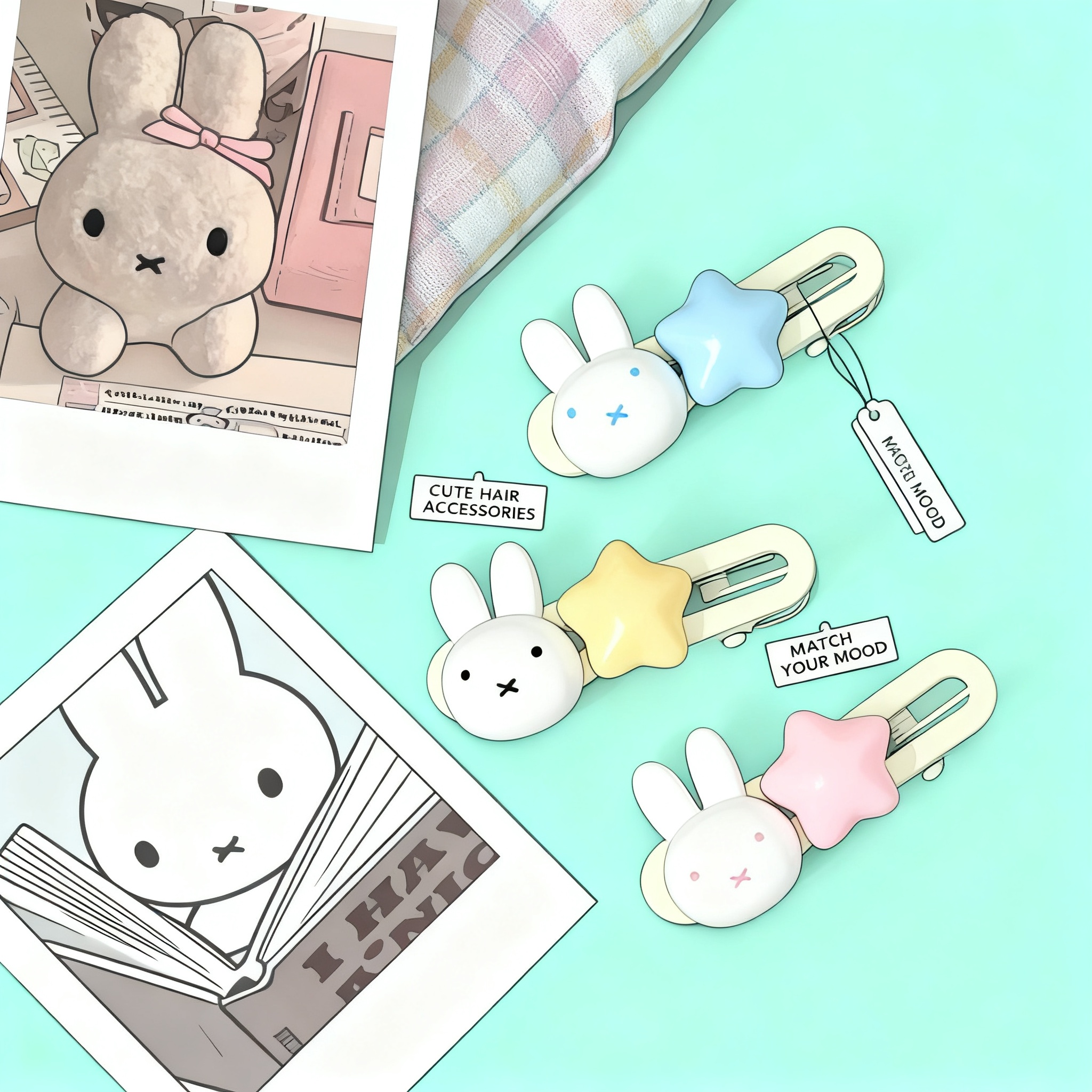 Tech Hair Accessories - Miffy Star Hair Clip Kawaii Duckbill