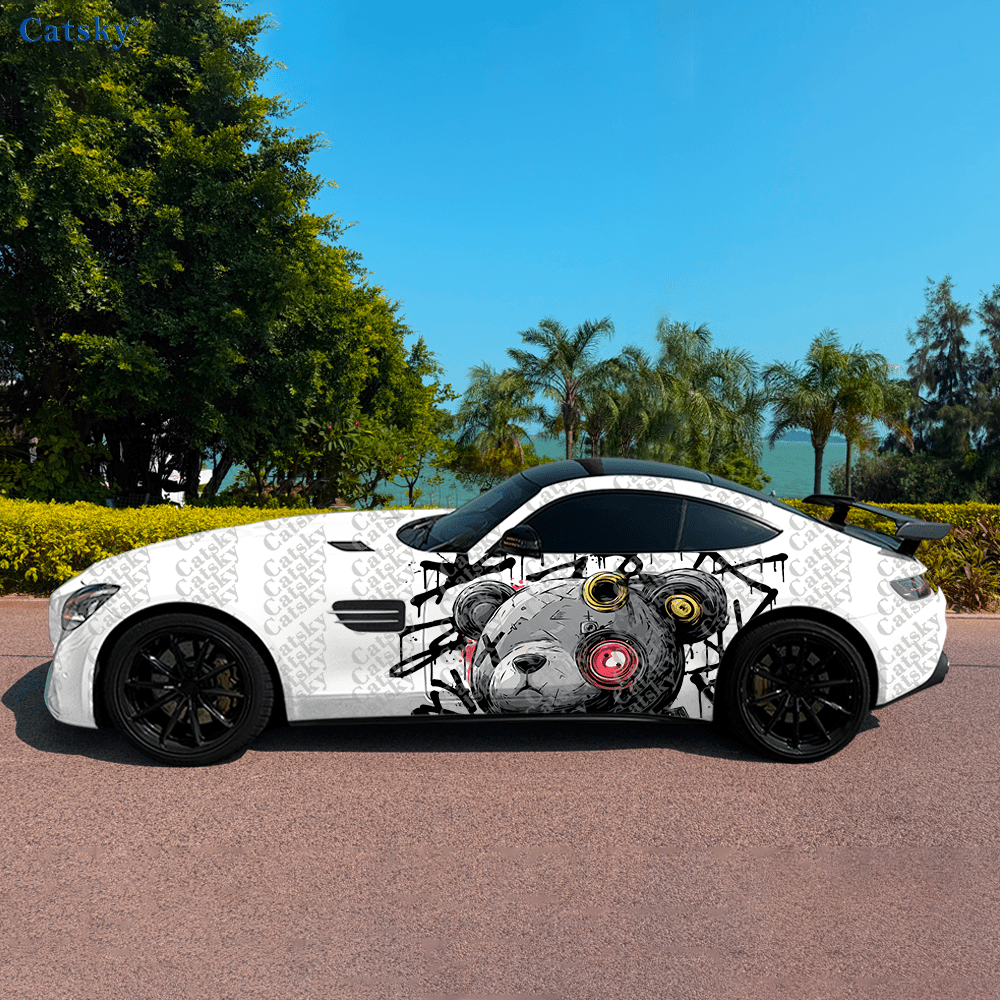 Tech Accessories Gifts - Cyberpunk Tech Teddy-Bear Car Side Sticker