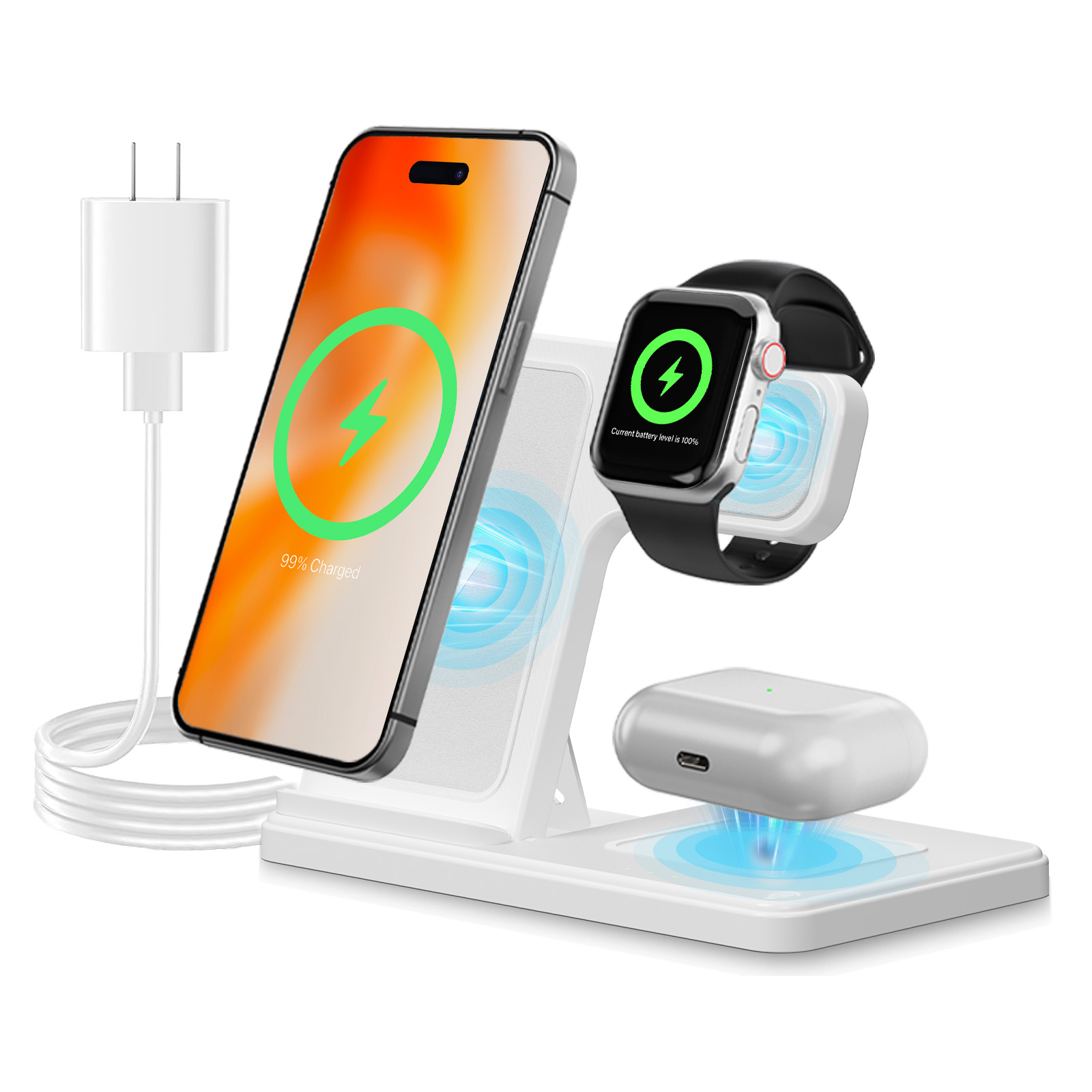15W Magnetic Wireless Charger  - Wireless Charger 3 In 1 のレビューと価格