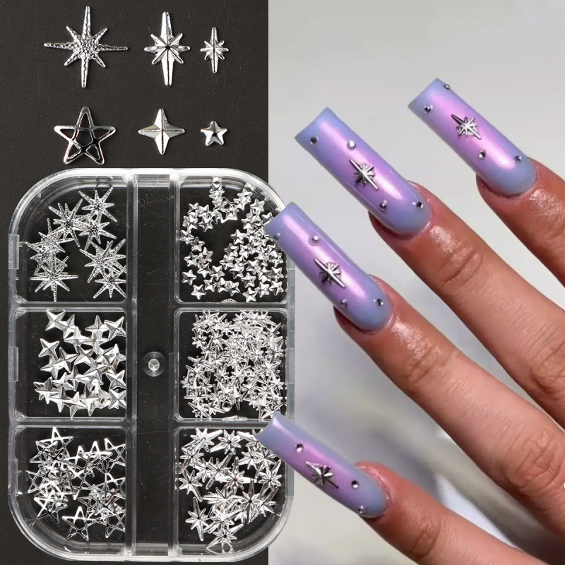 Metal Silver Star Nail Rivet S - Y2K Tech Accessories のレビューと価格