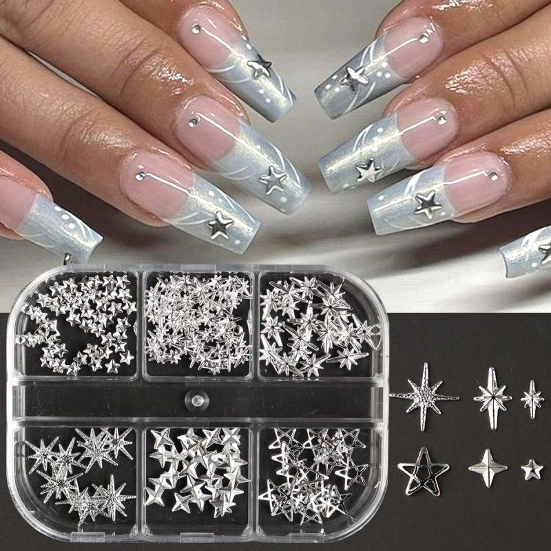 Metal Silver Star Nail Rivet S - Y2K Tech Accessories のレビューと価格