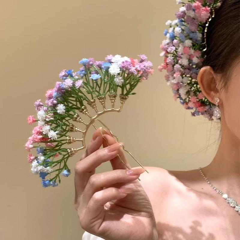 Artificial Flower Bridal Weddi - Tech Hair Accessories のレビューと価格