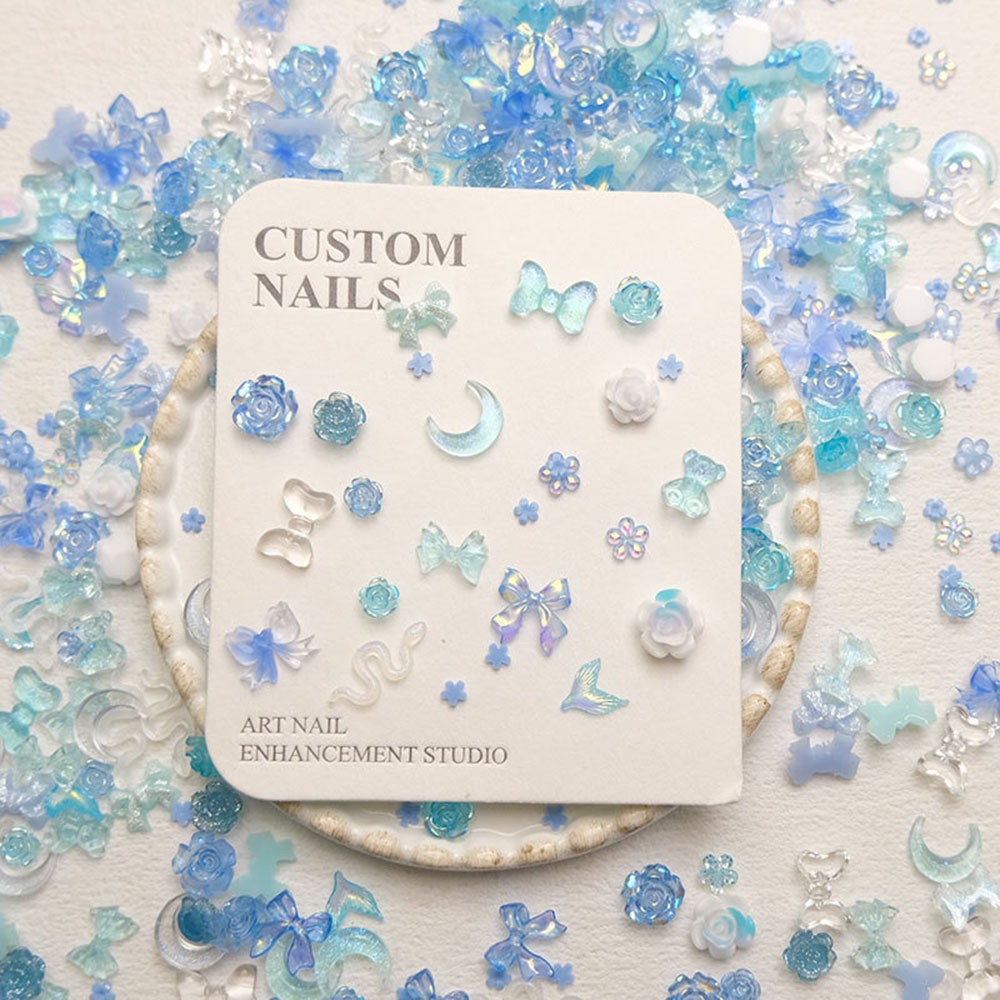 50pcs Mixed Blue Nail Resin Ch - Y2K Tech Accessories のレビューと価格