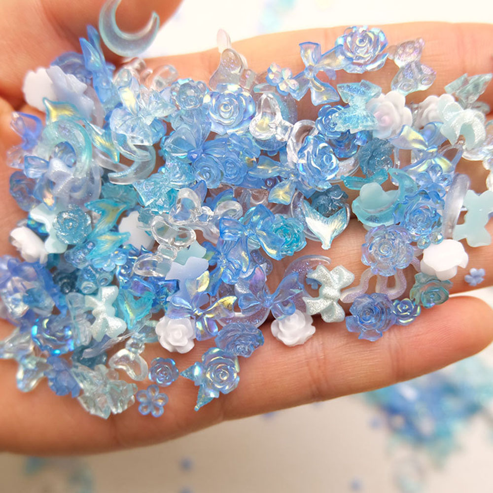 50pcs Mixed Blue Nail Resin Ch - Y2K Tech Accessories のレビューと価格