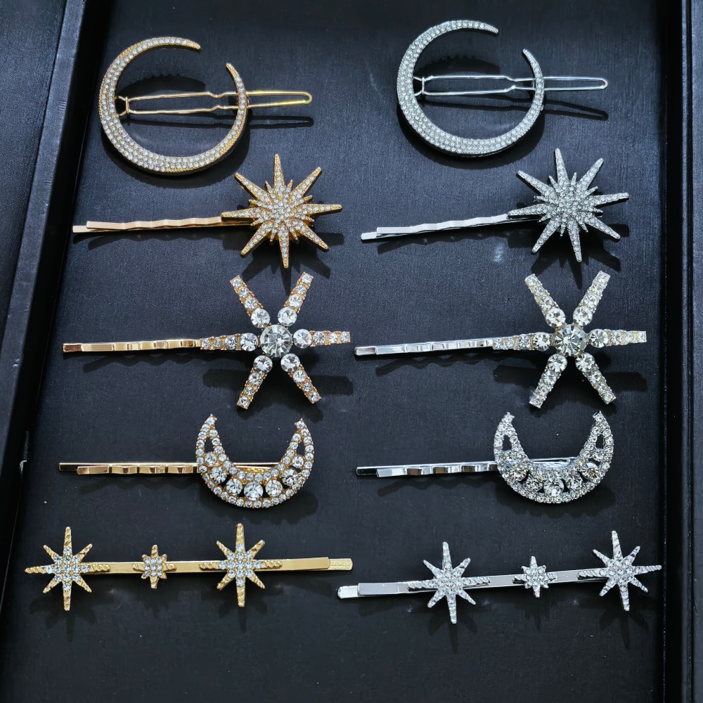 3/4 pcs set Crystal Star Hairp - Tech Hair Accessories のレビューと価格