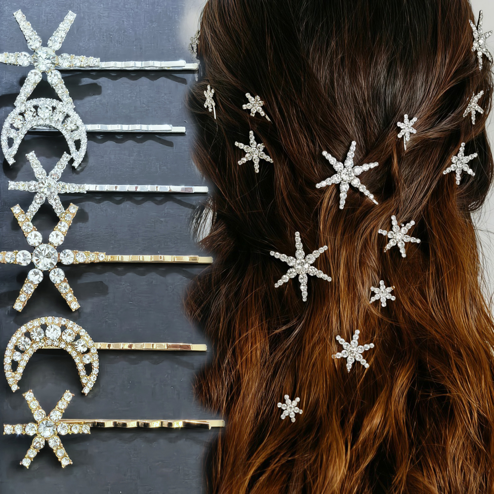 3/4 pcs set Crystal Star Hairp - Tech Hair Accessories のレビューと価格
