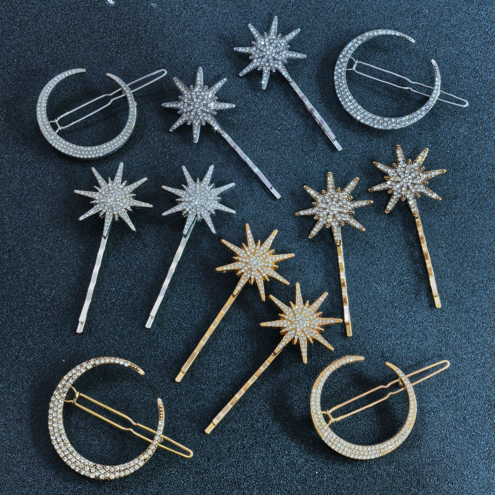 3/4 pcs set Crystal Star Hairp - Tech Hair Accessories のレビューと価格
