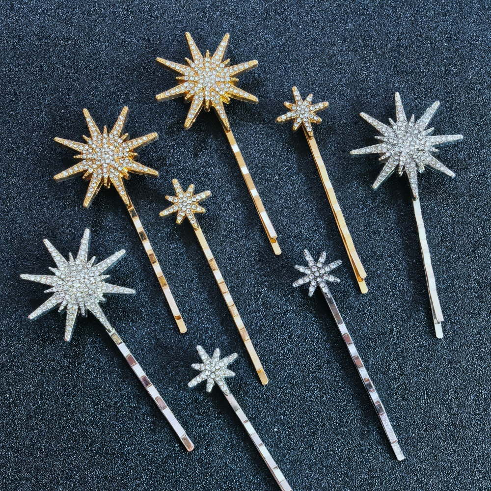 3/4 pcs set Crystal Star Hairp - Tech Hair Accessories のレビューと価格