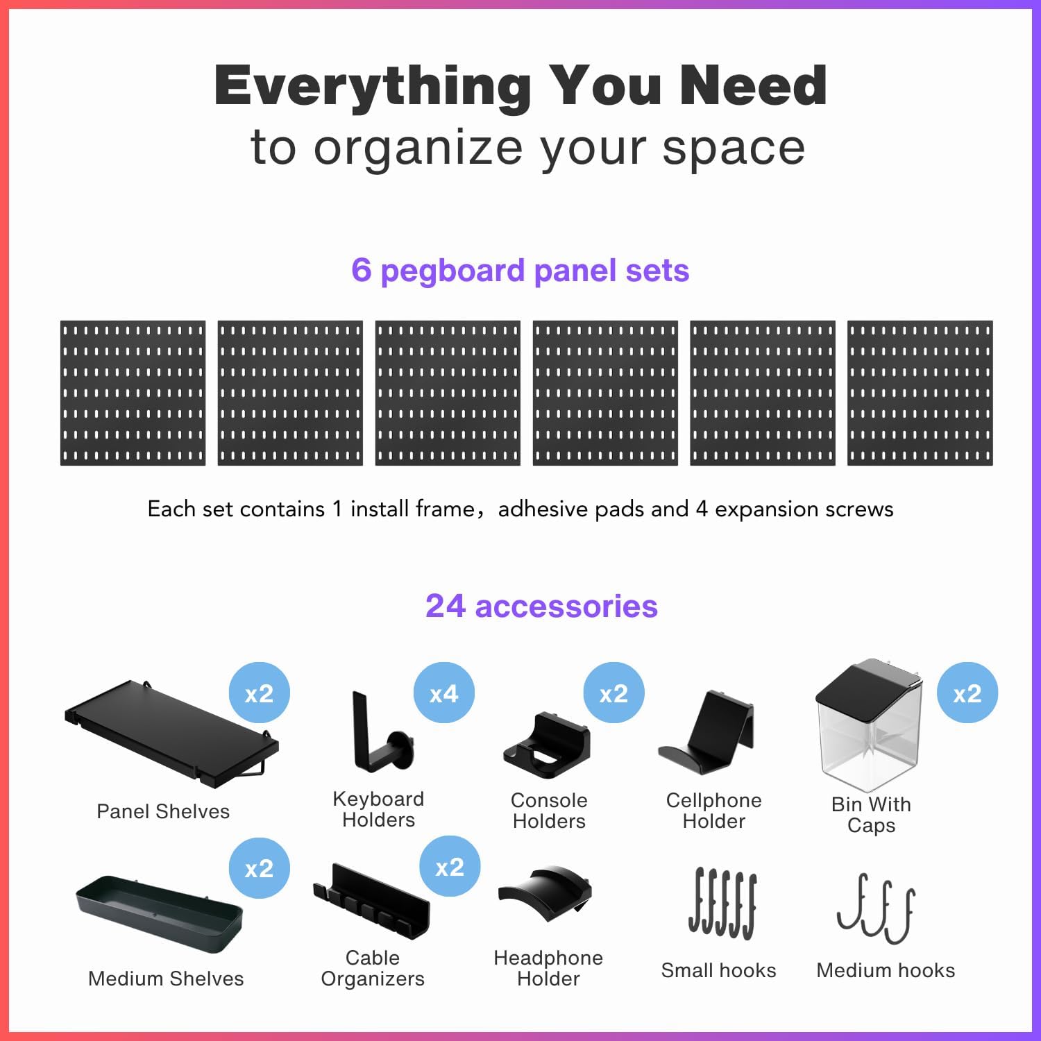 33x22 Inch Black Peg Board Org - Tech Accessories Board のレビューと価格
